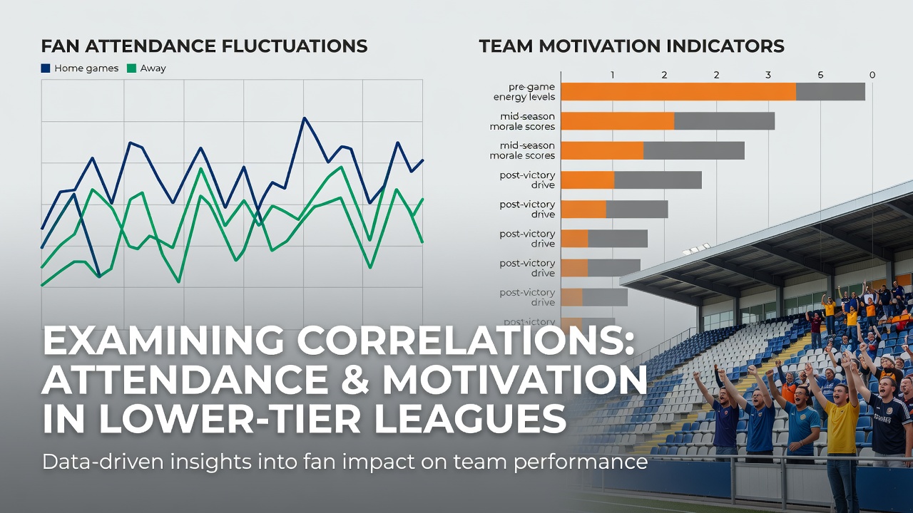 Stadium view during a sparsely attended lower league match with overlaid performance data