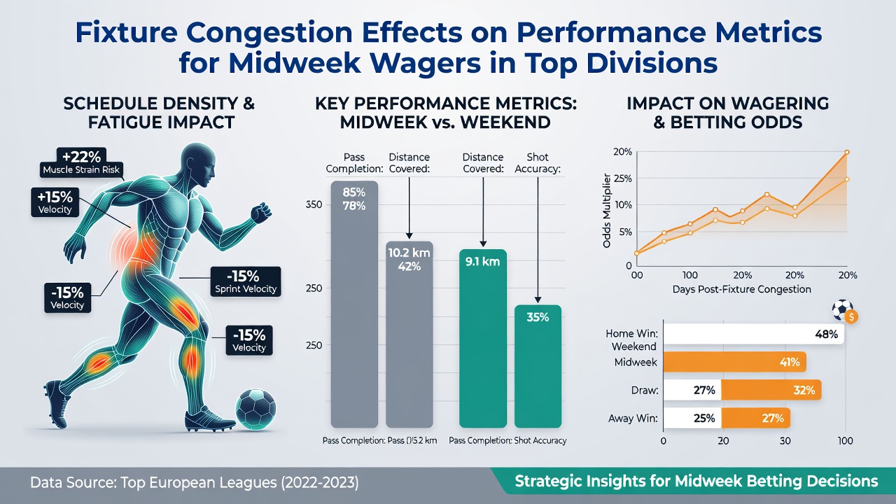 Data visualization showing performance metric declines after midweek European fixtures in elite leagues