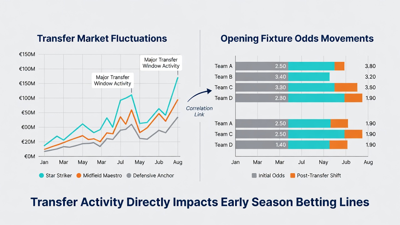 Detailed graphs showing transfer spending versus opening match odds adjustments in major football leagues